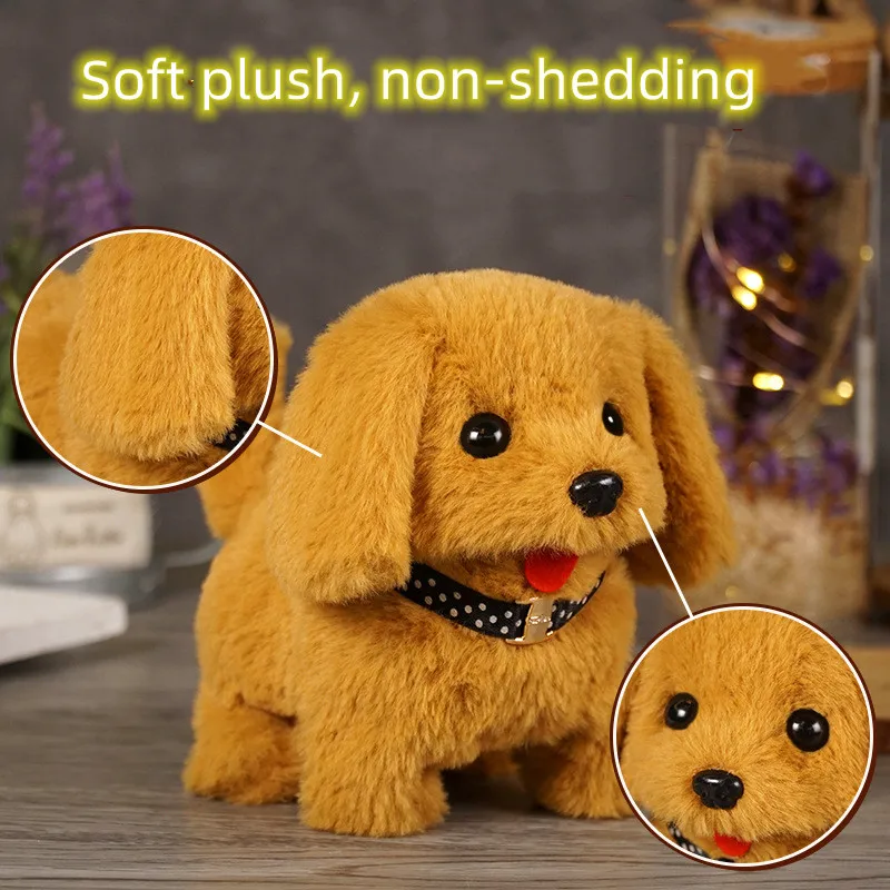 Electronic Interactive Dog Plush Golden Retriever Pomeranian Puppy Walking Barking Tail Wagging Kids Stuffed Animal Toys Gift