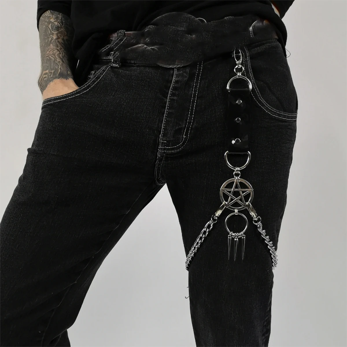1pc Men's Street Style Faux Leather Harness Garter Belt, Adj
