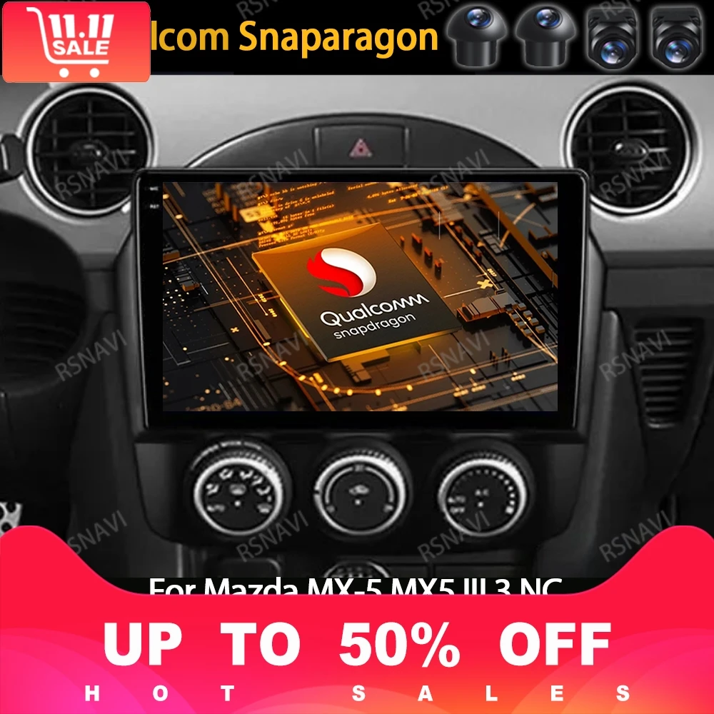 

Android 14 Car Radio For Mazda MX-5 MX5 III 3 NC 2008 - 2015 Wireless CarPlay Auto Multimedia Video Player GPS 2 Din 4G WIFI DSP