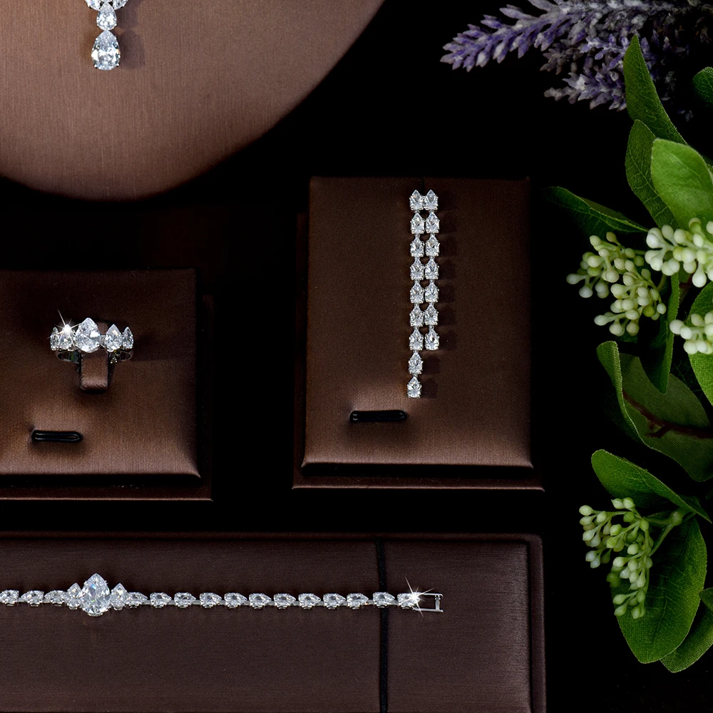 

HIBRIDE 2026, элегантные потрясающие женские украшения, ожерелье, серьги, браслет, легкий роскошный свадебный подарок на праздник S-1107