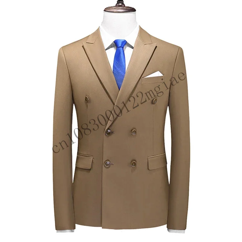 2024 Brand Fashion Double Breasted Tuxedo Business Suit/Male Slim Fit Korean Casual Clothing/Men'S Jacket Blazers CMM221