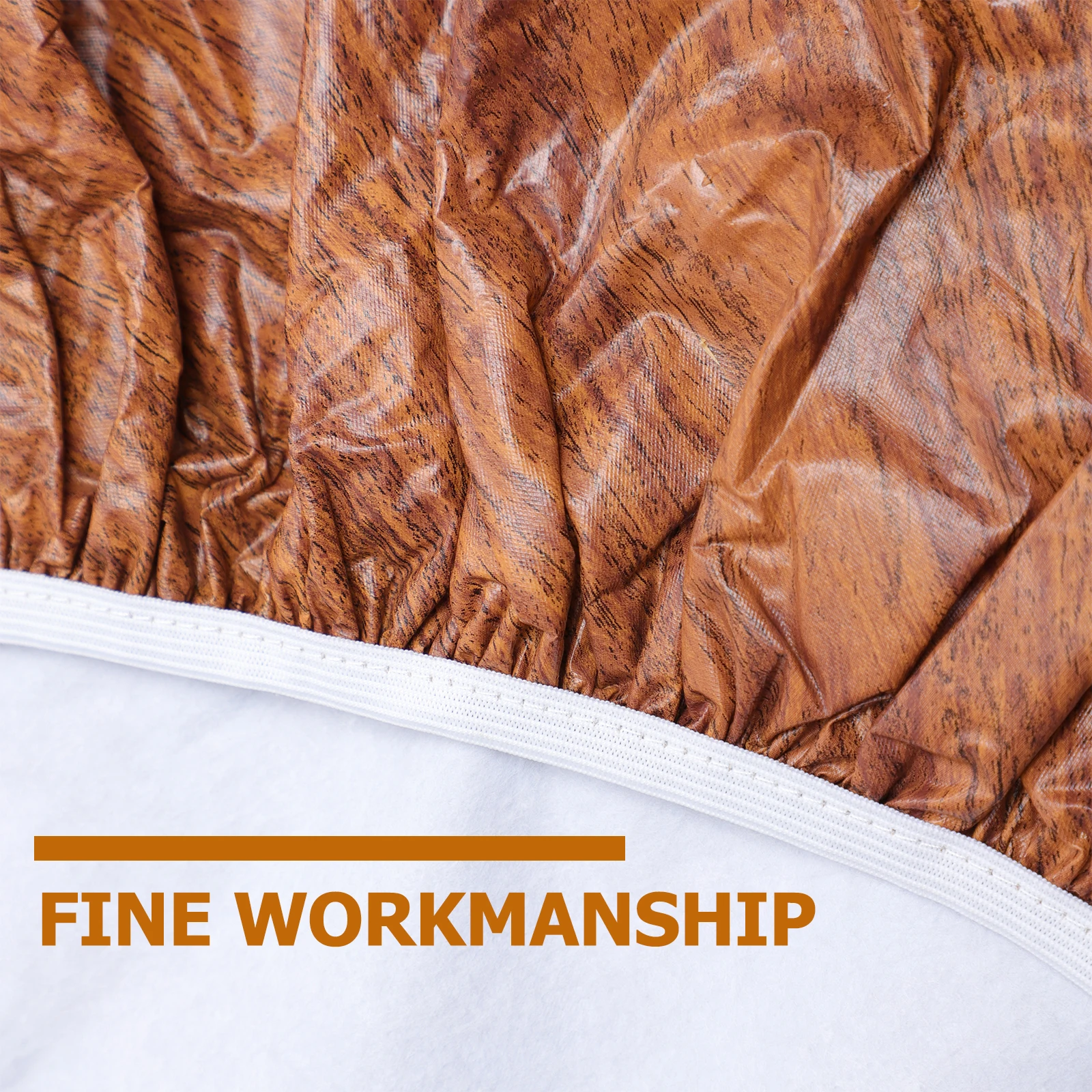 

Elastic Tablecloth Faux Wood Grain Round Covers for Dining Home Decor Exquisite Tablecloth nament Restaurant Practical