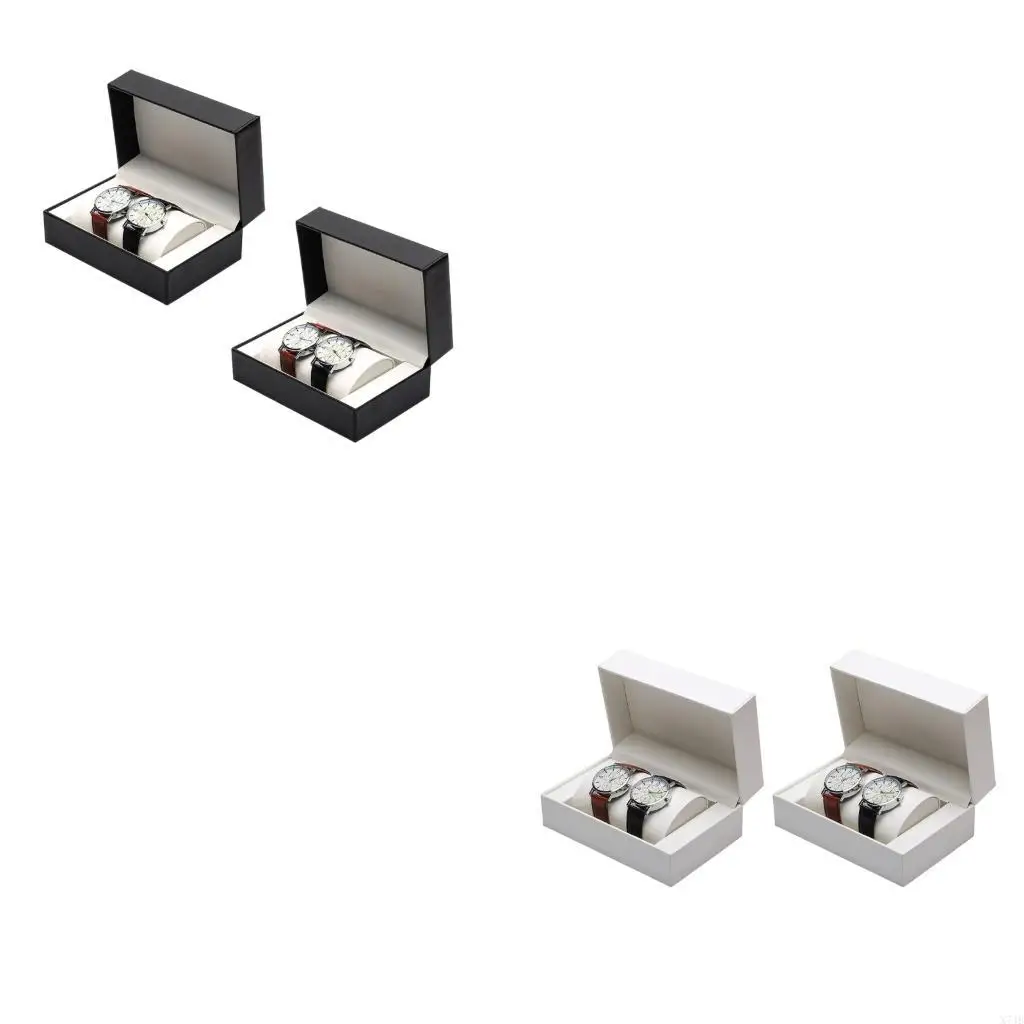 

2 PU Leather Watch Storage Boxes Elegant Display Organizers Watch Display Case For Jewelry And Accessories Collection