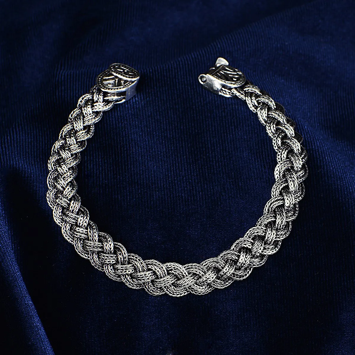 Silver Handmade Bracelet , Silver Thick Bracelet , Silver Knitted Filigree Bracelet , Handmade Chain Bracelet , 925k Silver