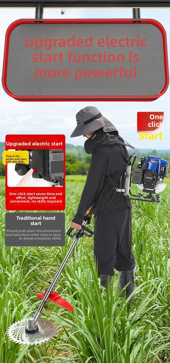 New Electric Start Lawn Mower Landscaping Weeding Scarifier Trenching Pumping Grass