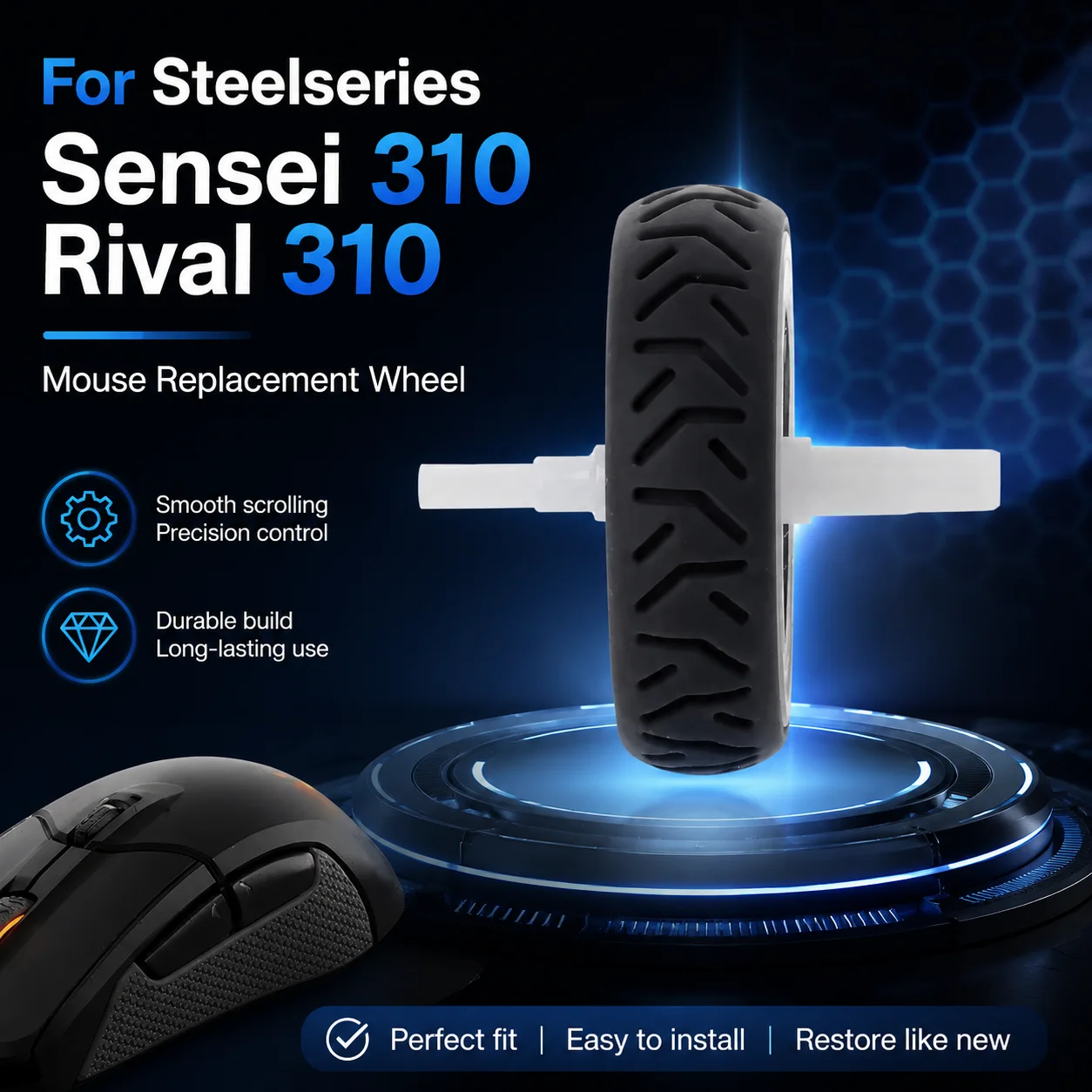 Mouse Wheel For Steelseries Sensei 310/Rival 310 - Mouse Scroll Wheel - Mouse Replacement Accessories Parts 1PCS Black