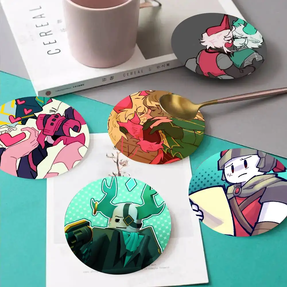 Funny Subspace Sword Medkit Meme Badge Anime Game P-Phighting Wooden Coaster Colour Printing Cup Mat Home Desk Decoration Gifts