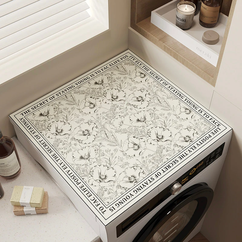 VIKAMA Koi Fish & Lotus Pond Laundry Room Mat, Non-Slip Washable Absorbent, Decor for Laundry Room Bathroom Living Room