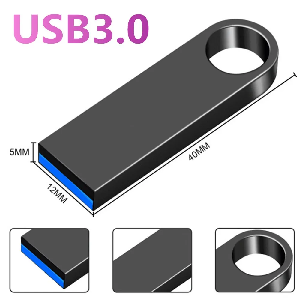 USB3.0 Flash Drives 128gb High Speed Metal Waterproof Black Pen Drive 64gb Memory Stick USB Memories Storage for PC image 3