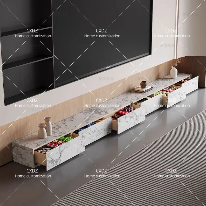 Modern Light Luxury Rock Panel TV Cabinet for Living Room Simple High End Floor Standing Media Console Storage Furniture 2026