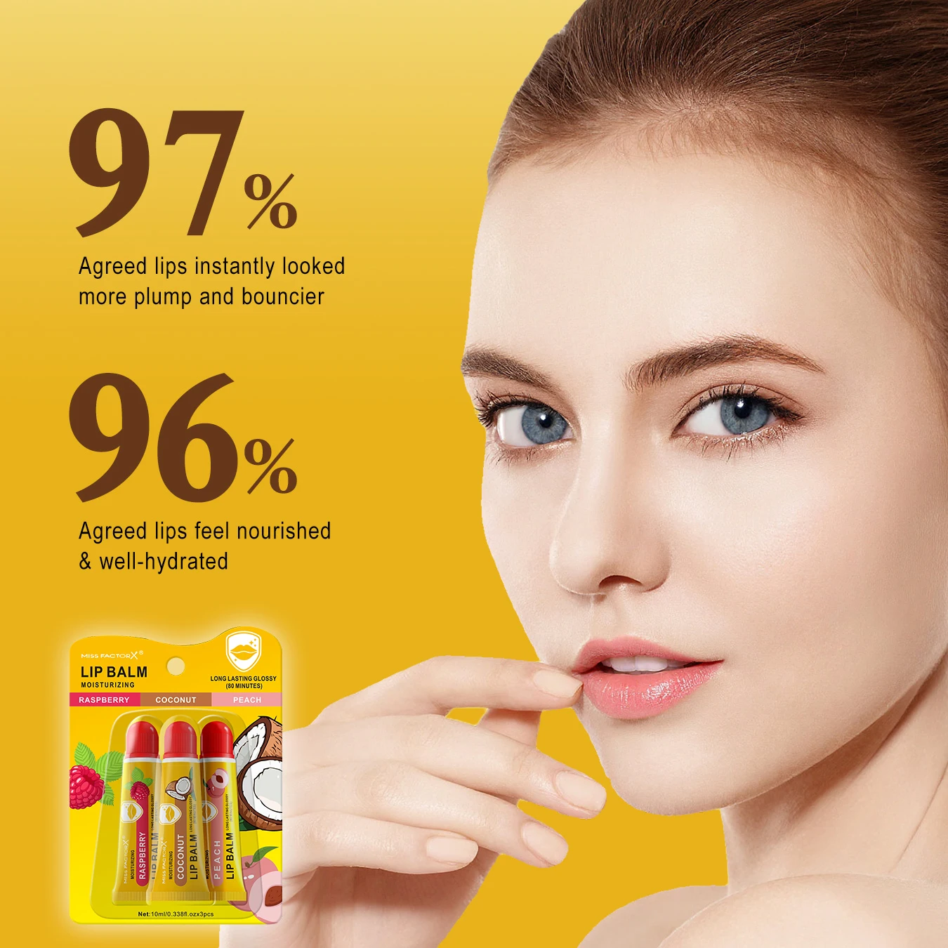 3-częściowy zestaw szminek w karta - 3 smaki, trwałe nawilżanie i błysk, przenośny pasek, mini zestaw do pielęgnacji ust na letnie podróże