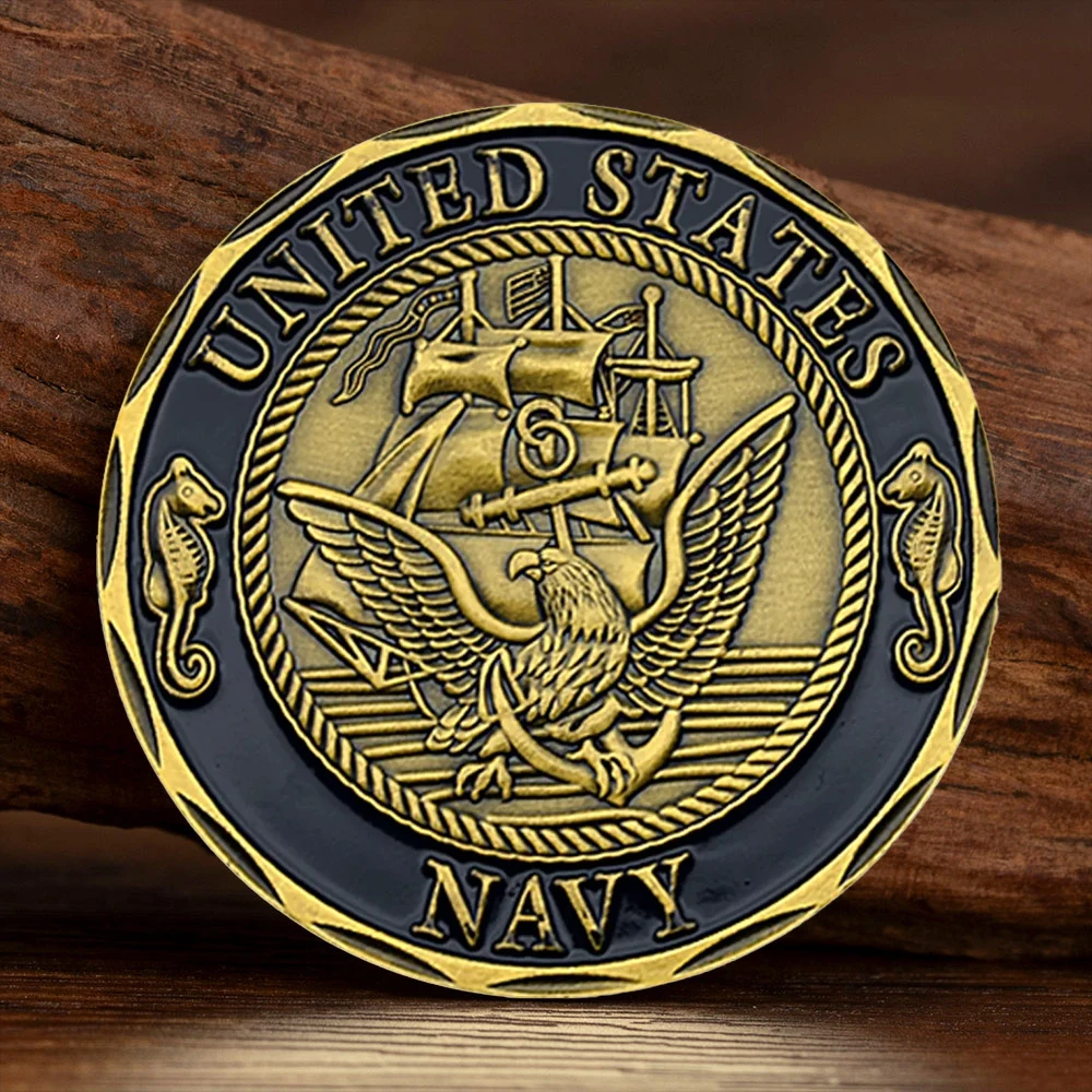 Copper Plated United Stated Navy Souvenir Coin Shellback Crossing The Line Commemorative Coins Military Gift