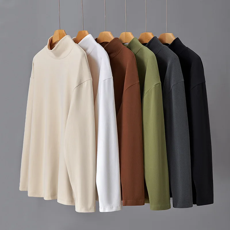 

Brushed Shirt Men's Warm Tops Mock Neck Fleece Long Sleeve Tshirt Soft Pullover Men's Base Shirt Half Turtleneck T-shirt