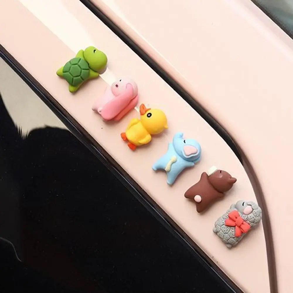 6Pcs/Set Sleeping Mini Animal Car Interior Decoration Cute Animal Anti-Slip Adhesive Mounting Car Dashboard Decoration Accessory