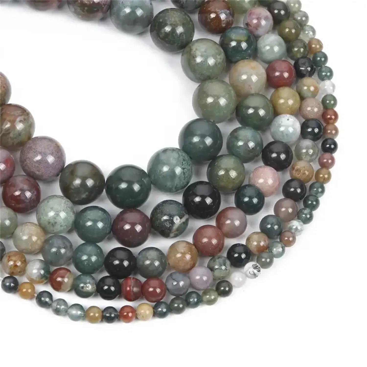 6m 8m 10m Indian Agate Natural Stone Beads Round Loose Spacer Beads For Jewelry Making DIY Charm Bracelet Necklace Accessories