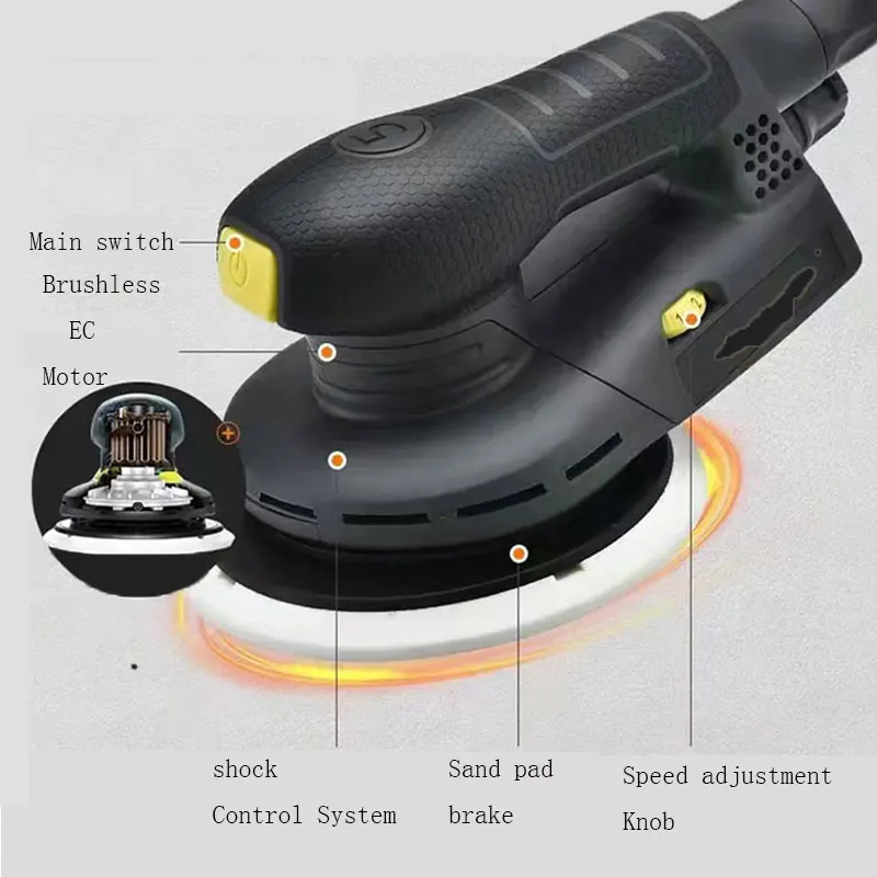 2026-220v 400W 6 Inch Random Orbital Electric Sander Machine 150mm Sandpaper 220V Dust Collection Car Tools Spray Paint Abrasive