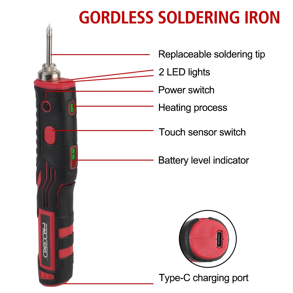 Herramienta de soldadura portátil profesional, Kit de soldadura electrónica, soldador inalámbrico, 1800mAh