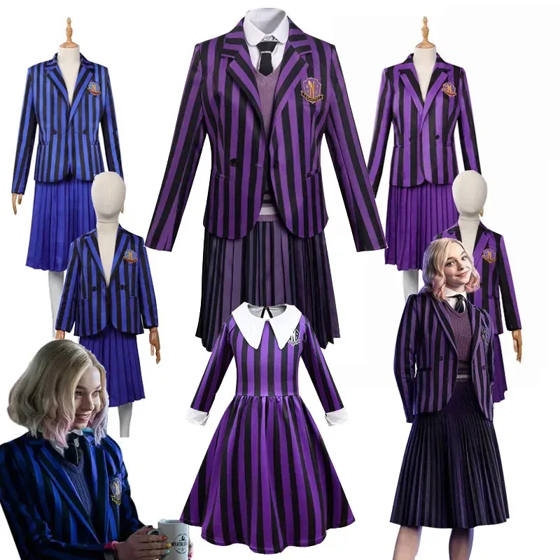 Lyou 2025 Wednesday Addams Enid Sinclair Cosplay Costume School Uniform Coat Skirt Halloween Carnival Suit For Women Girls ★ ★ ★