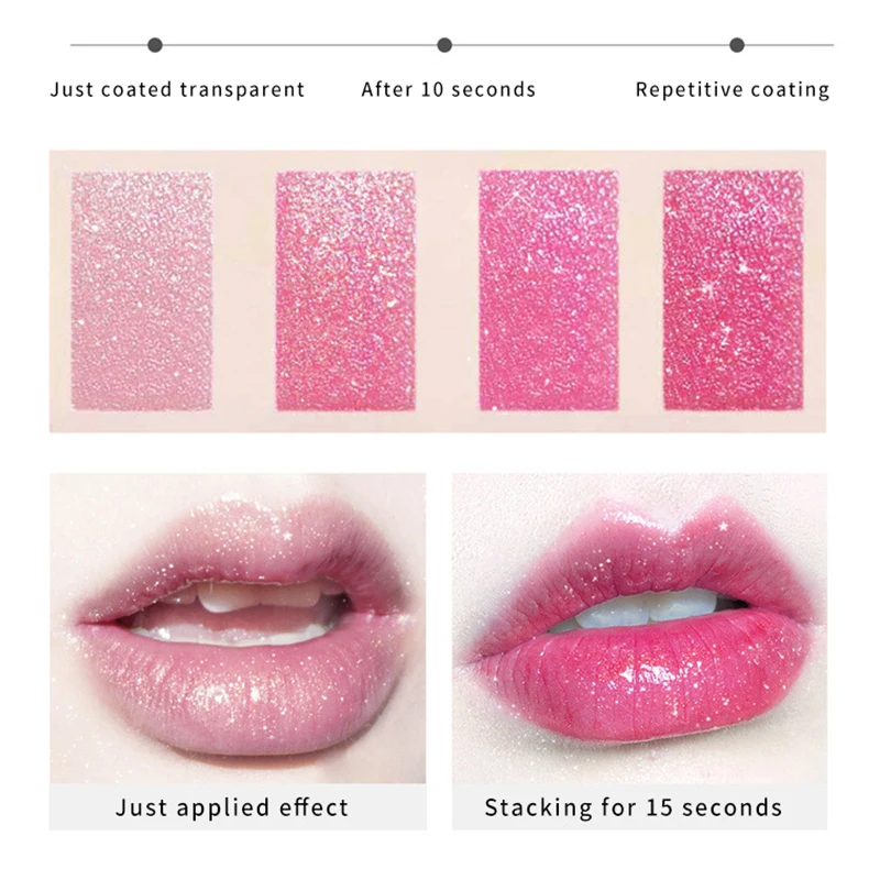 DAIMANPU Starry Sky Shining Jelly Lipstick Warm Color Change Cute Pink Girl Student Makeup Moisturizing and Moisturizing Lips