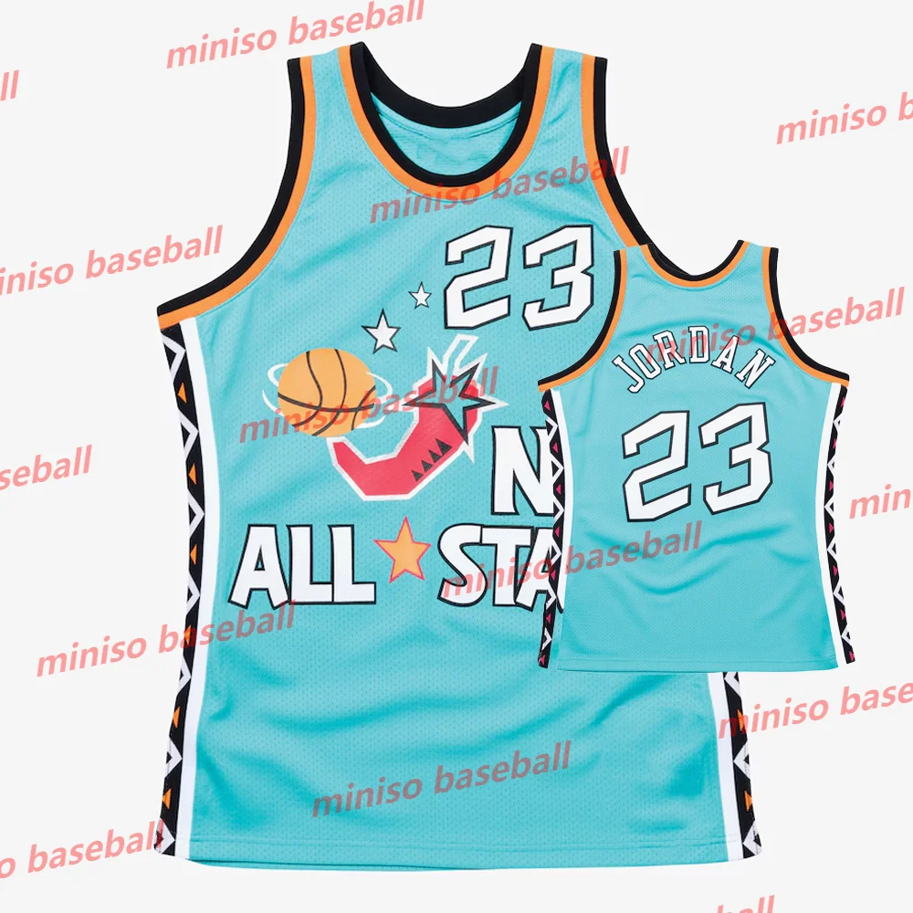 24/25 American New Arrivals Summer Basketball Men Michael Jordan Teal Hardwood Classics Jersey 1996 All-Star Adult/Kid Training