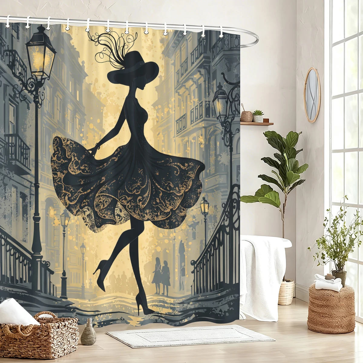 

Изысканная занавеска для душа с художественным принтом из полиэстера - стильный декор для ванной комнаты, модное банные полотенца для дома и отеля