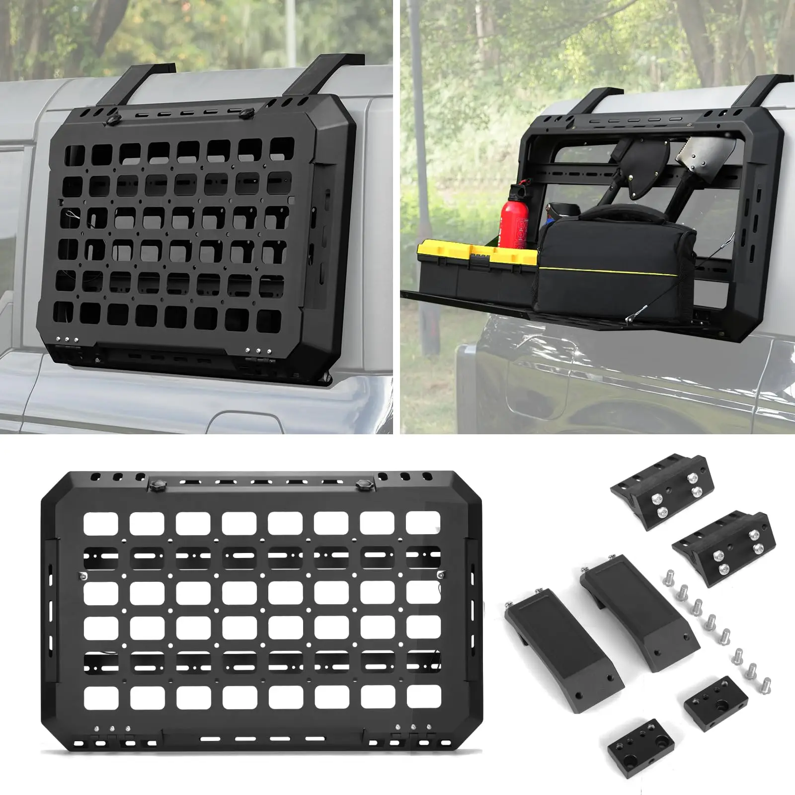 Rear Window Storage Panel Kit Modular Tactical Molle Platform For 2021-2024 Ford Bronco 4 Doors Camping Gear