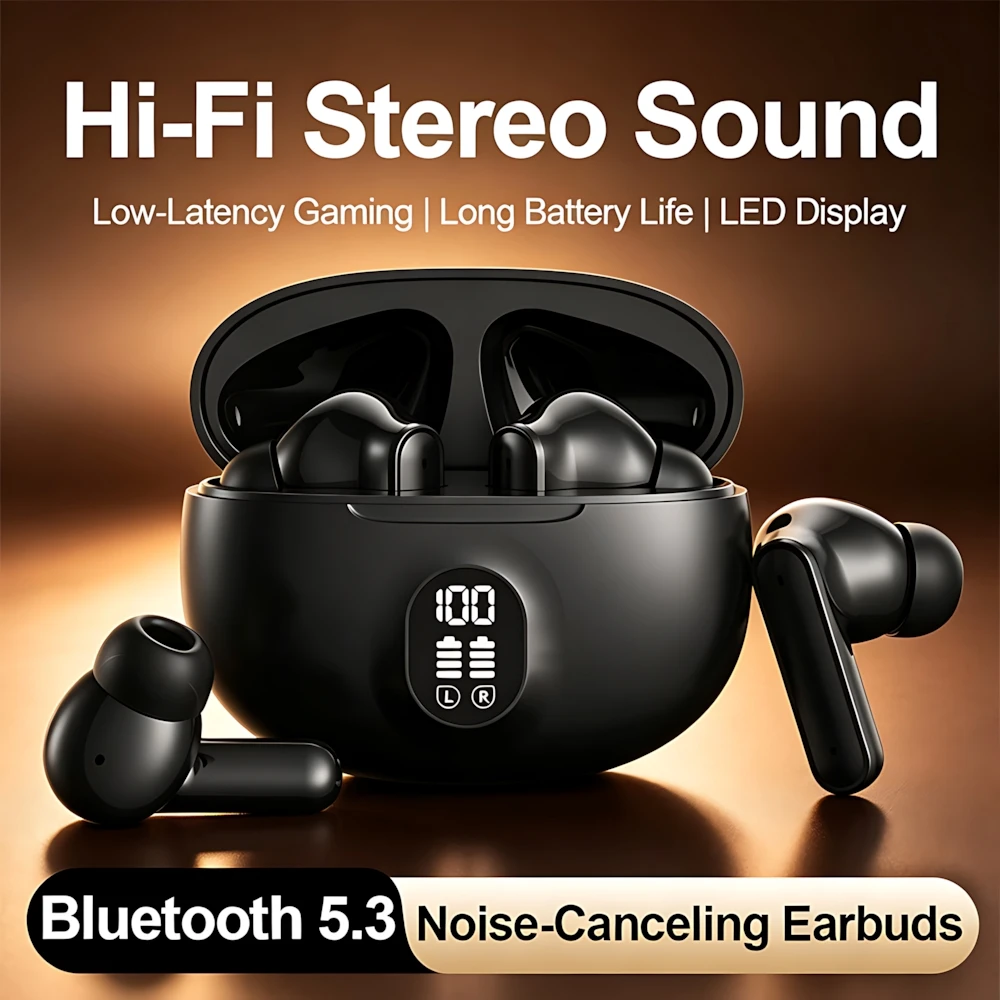 TWS True Wireless Touch Bluetooth Earphone LED Power Display Game Running Exercise Headset Noise Reduction Subwoofer For Xiaomi