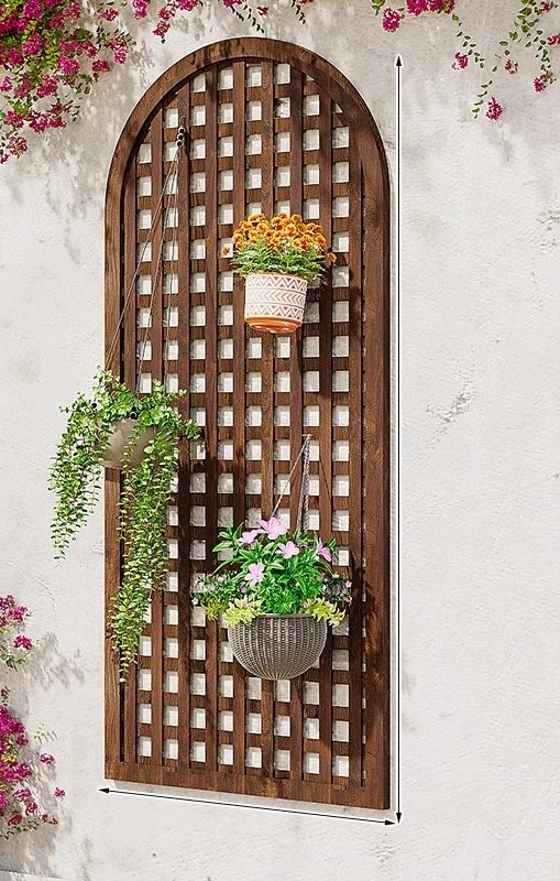 

Antiseptic Wood Outdoor Courtyard Wall Decoration Patio Balcony Hanging Plant Climbing Mesh Fence