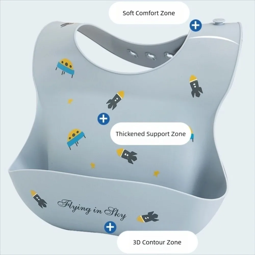 Милые мягкие силиконовые водонепроницаемые нагрудники с мультяшным принтом, регулируемый ловец еды