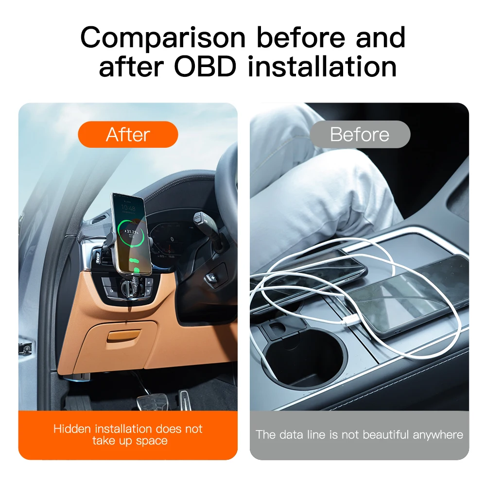 قسط سيارة obd محور شاحن ل تسلا نموذج 3/Y/X/S USB & Type-C المزدوج obd2 الفاصل شاحن محولات مزدوجة اكسسوارات السيارات والهاتف #2