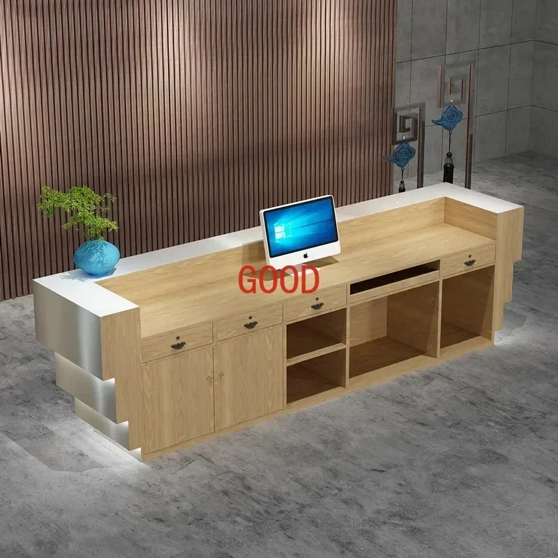 Hairdressing Counter Customer Center Reception Furniture Reseption Desk Aesthetic Stores Banco Cassa Reception Supermarket