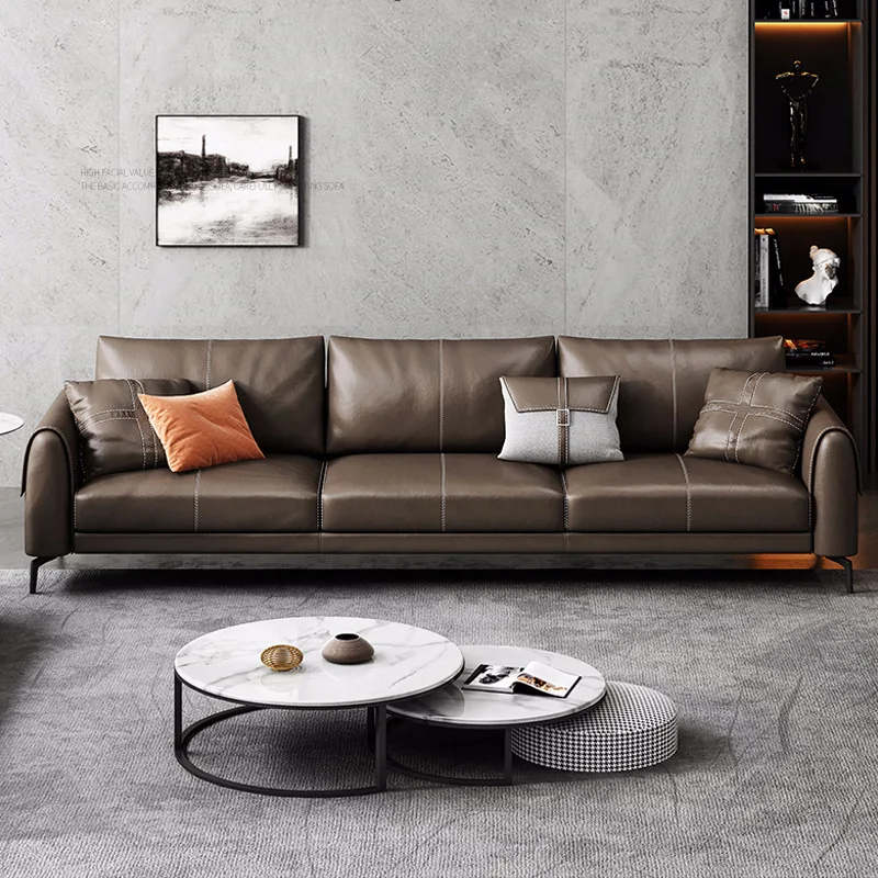 Office sofa leather business rest area VIP reception bank meeting room sofa coffee table combination set