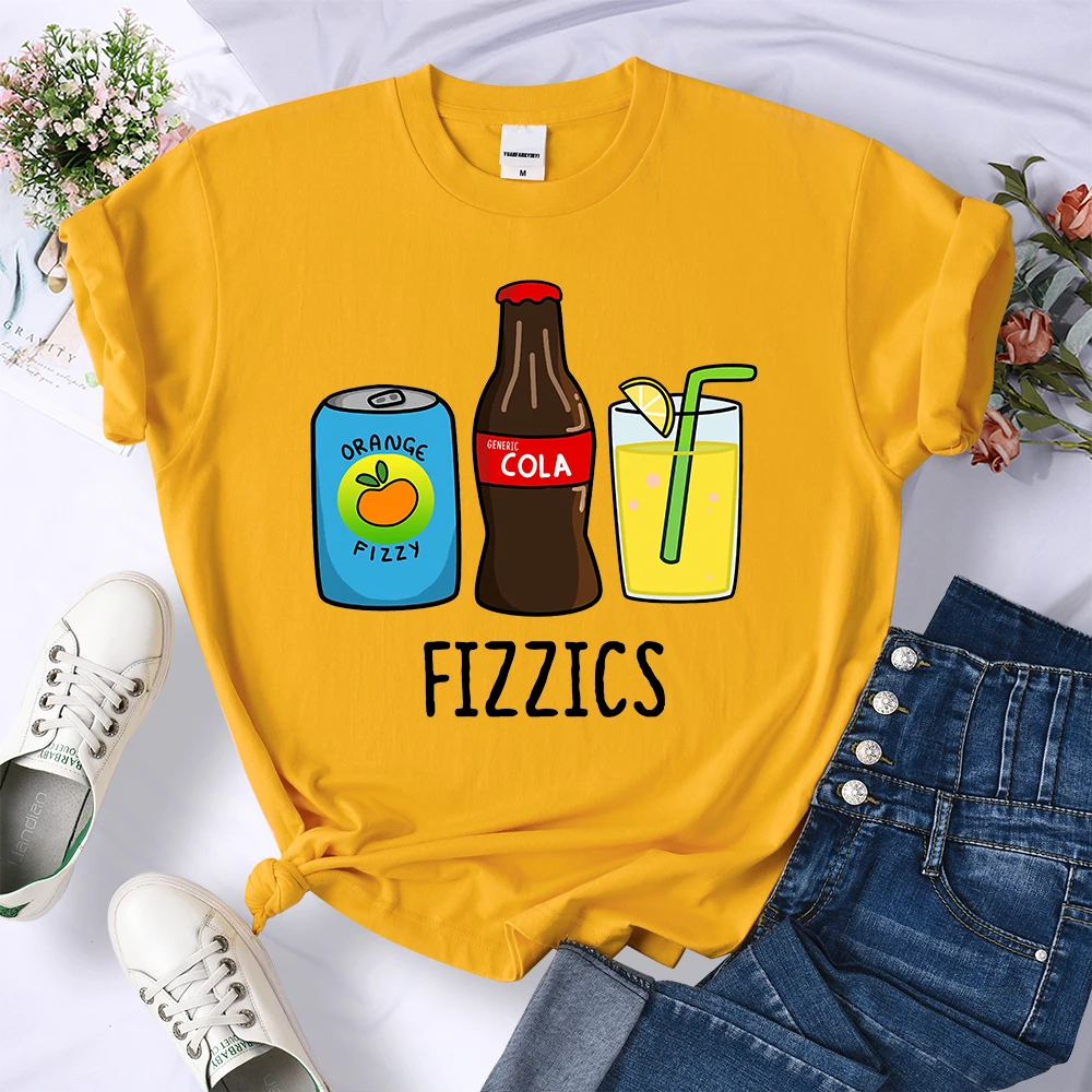 Fizzics Drink Kawaii Harajuku Print Womens T-Shirt Cool Hip Hop T Shirts Street Fashion Tee Shirtbreathable Short Sleeve Women