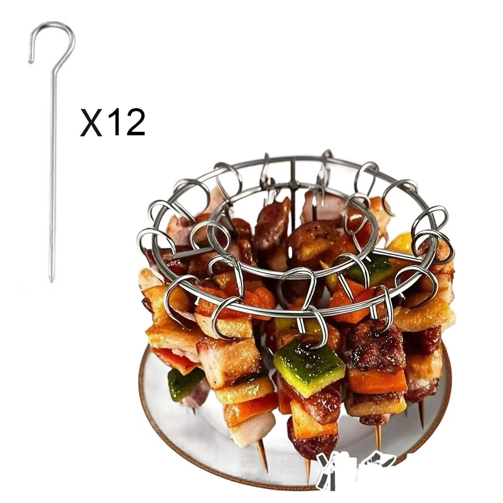 Rvs Verticale Grill Rack Afneembare String Grill Verticale Barbecue Spies Beugel 12/24/49 Spies Houder