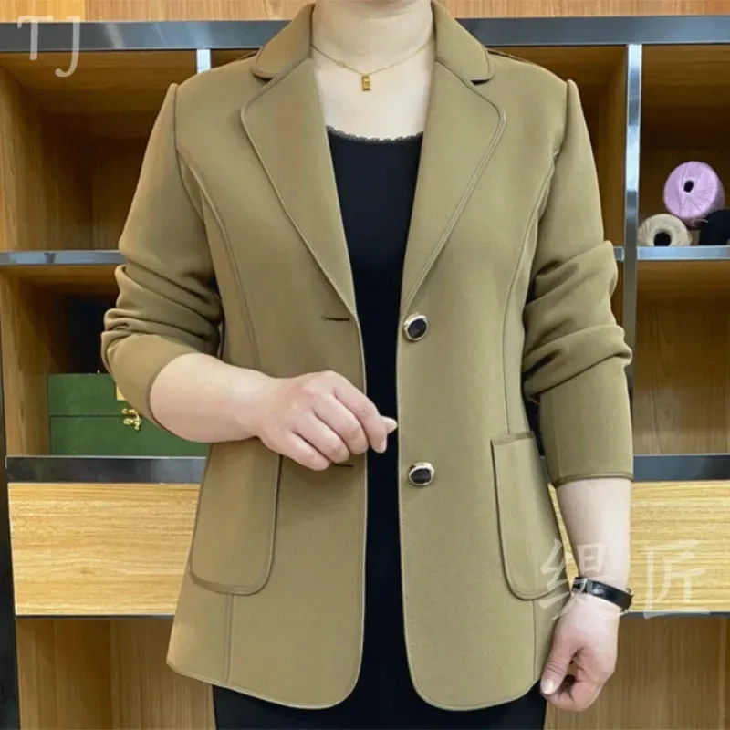 

Spring Solid Color Coat Women Short Blazer 2023 Spring Autumn Fashion Middle-Aged Mom Female Suit Jacket Loose Outerwear G2603