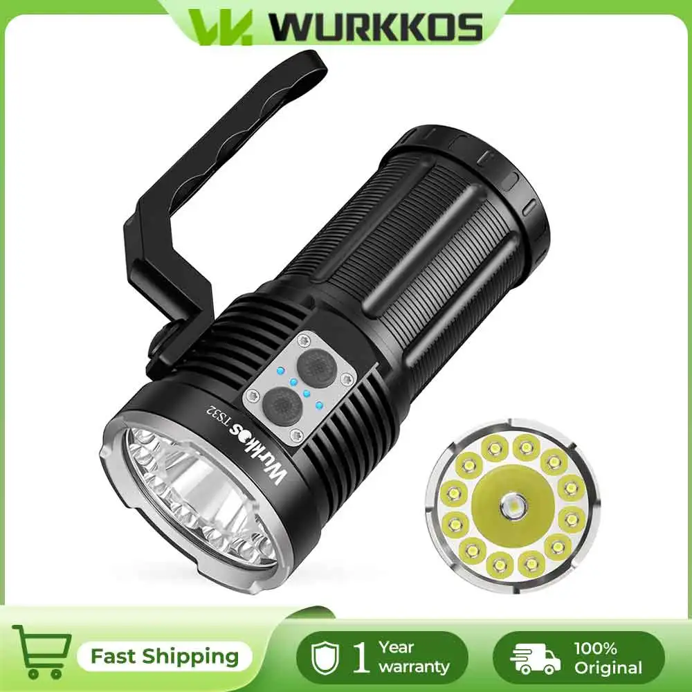 

Wurkkos TS32 Мощный фонарик 13000LM 3A Power Bank с двойным переключателем 3*21700 Водонепроницаемый светильник 12* XPL2/LH351D + 1 * SFT40 LED