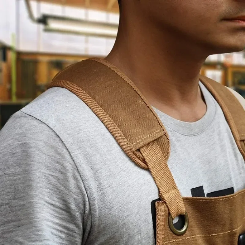 Thickened Waterproof Canvas Gardening Apron Multi-pocket Bib Workwear For Carpenter Electrician BBQ Restaurant Kitchen Aprons