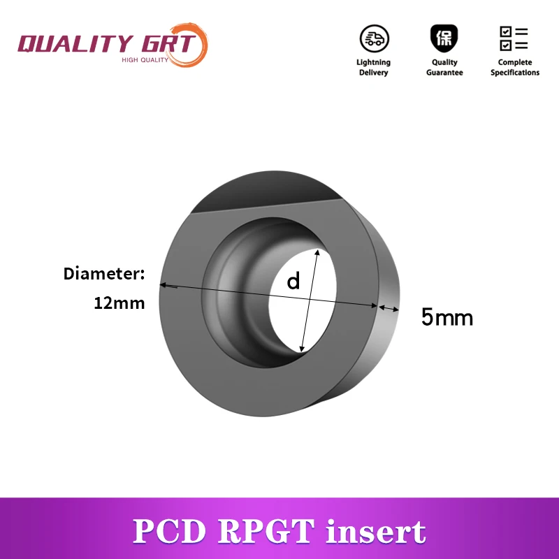 Q.Grt – outil de tournage en carbure CNC CBN, tour en alliage d'aluminium, avec insertion de diamant, RPGT1003-R5 à RPGT1204MO-R6 PCD