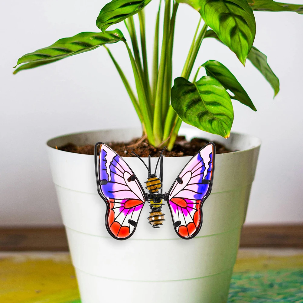 

3 Pcs Butterfly Hanging Decorations Plants Pots Garden Wall Flower Pot nament Glass Metal Craft