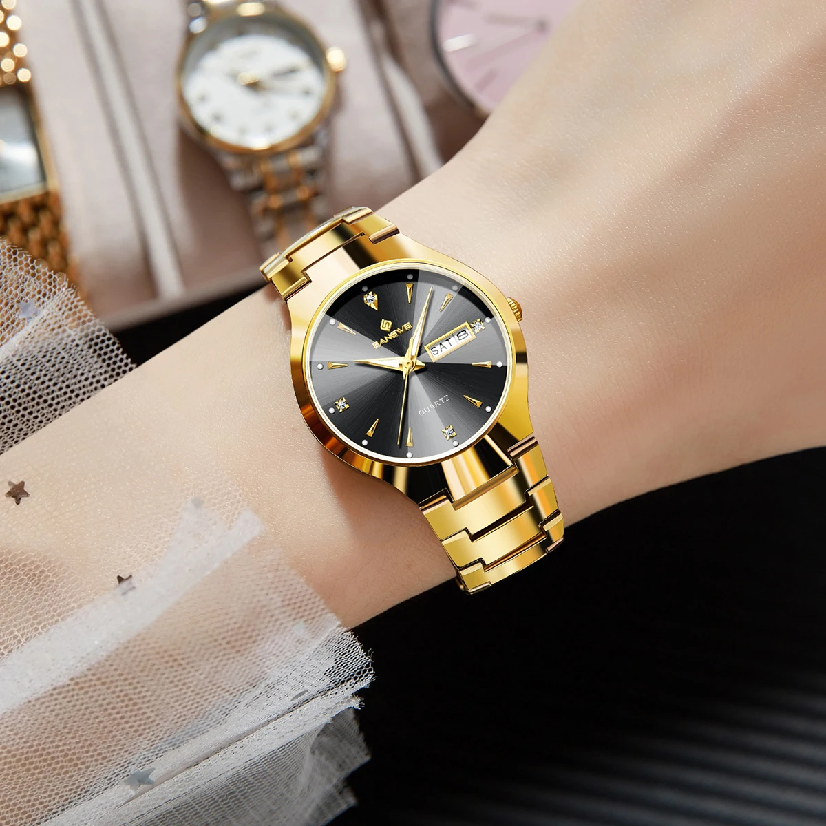 

BANGWEI Couple Watches Lover's Luxury Quartz Watches Luminous Waterproof Wedding Watches Gifts LOVE Watch Rareja Reloj +Box
