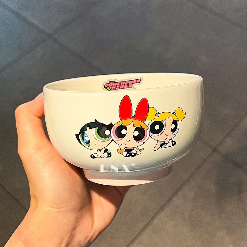 Buttercup Bubbles Blossom The Powerpuff Girls Cute Cartoon Ceramic Bowl Kawaii Periphery Soup Bowl Home Decor Room Decoration