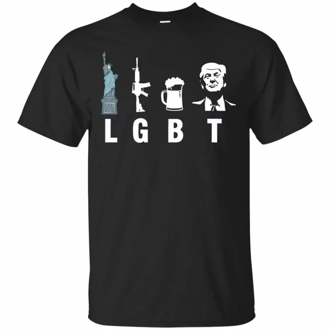 Liberty Guns Beer Trump T-shirts Funny Parody LGBT T-Shirt Short Sleeve High-quality Cotton T Shirt Men