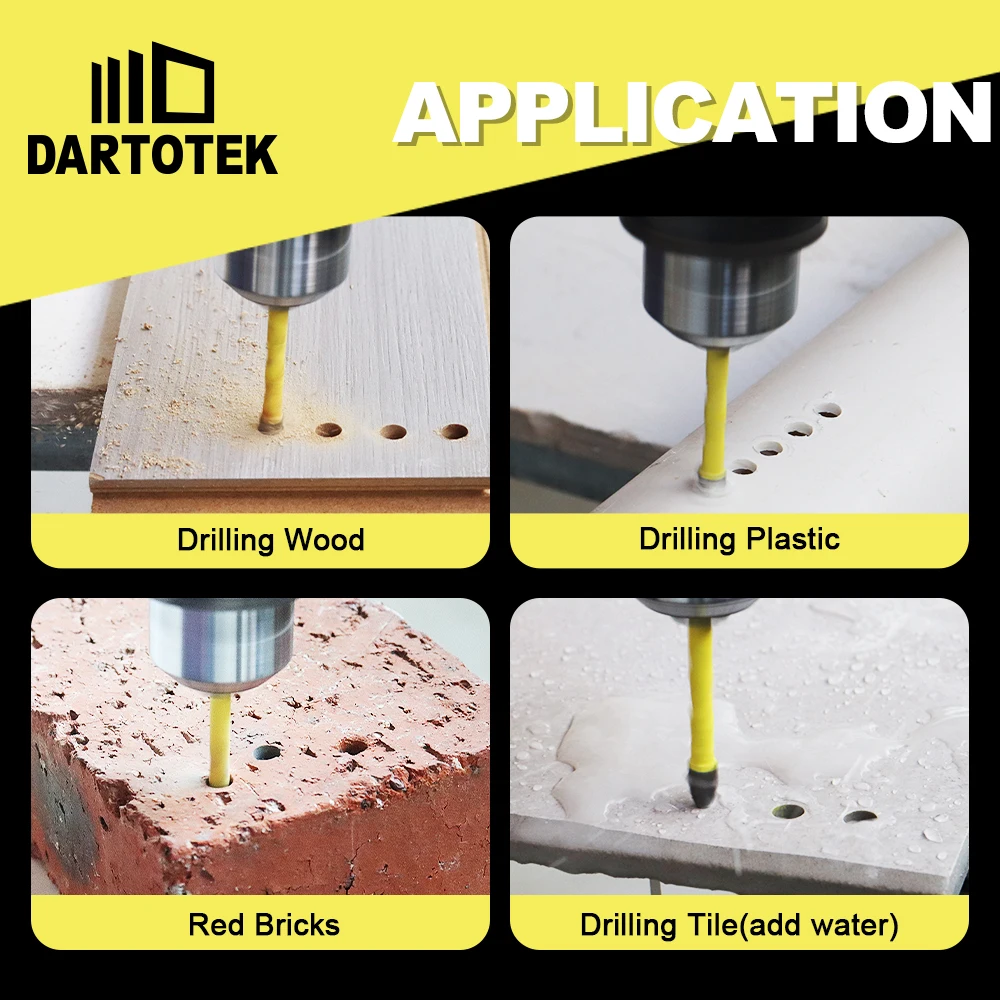 Imagem -05 - Dartotek-espiral Carbide Drill Bit Grupo Broca Excêntrica para Madeira Plástico Alvenaria Telha Cerâmica Concreto Hole Saw Pcs mm mm mm 10 mm 12 Milímetros