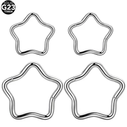 1pc Titanium Star Hinged Segment Hoops Nose Ring Septum for Women Ear Daith Helix Tragus Conch Piercing Jewelry