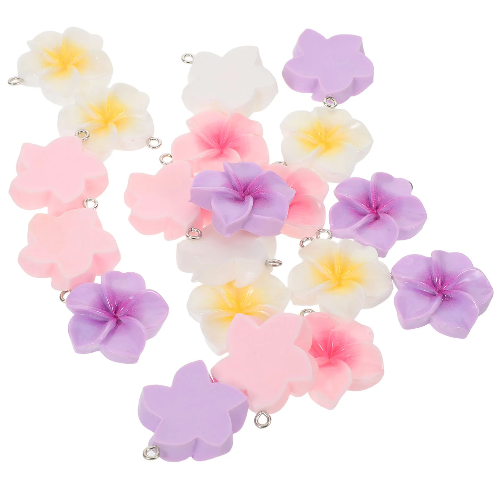 

60pcs Resin Flower Charms Plumeria Beads Lightweight Mini Pendant For Necklaces Keychains Diy Summer Decoration