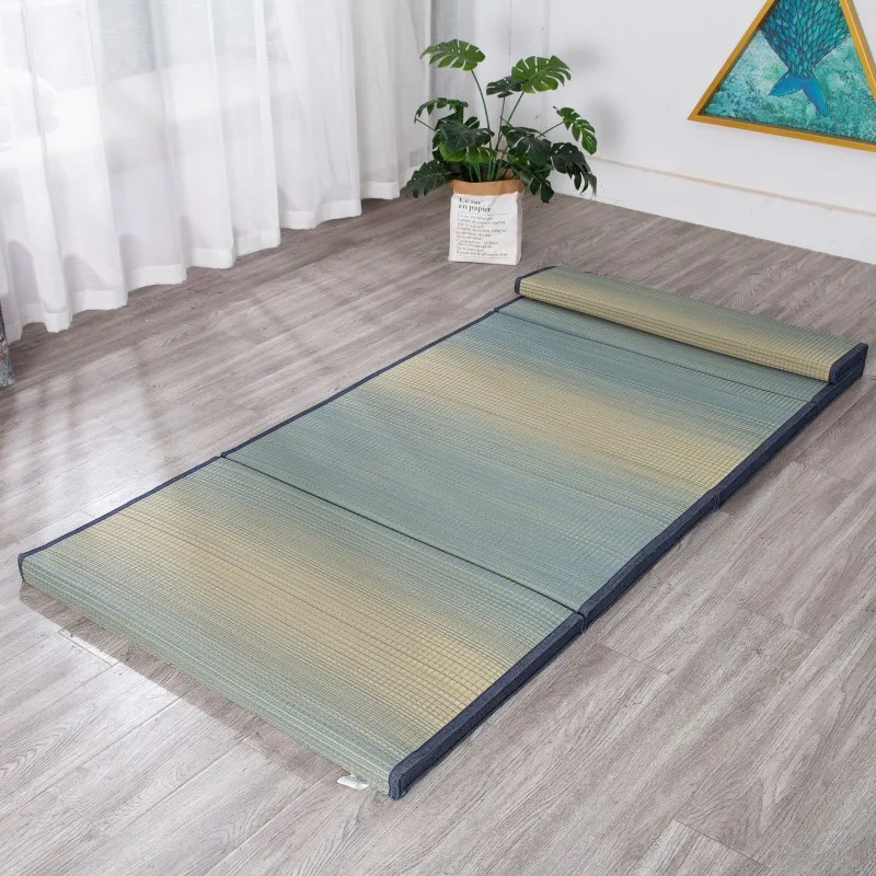 Folding Japanese Tatami Mat Bedroom Rug Carpet Foldable Floor Straw Mat For Yoga Sleeping Anti-slip Play Mat Rectangle