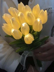 5/10pcs LED Tulips Artificial Flowers PU Tulip Fake Flower Bouquet Night Light for Home Garden Decoration Wedding Birthday Gift