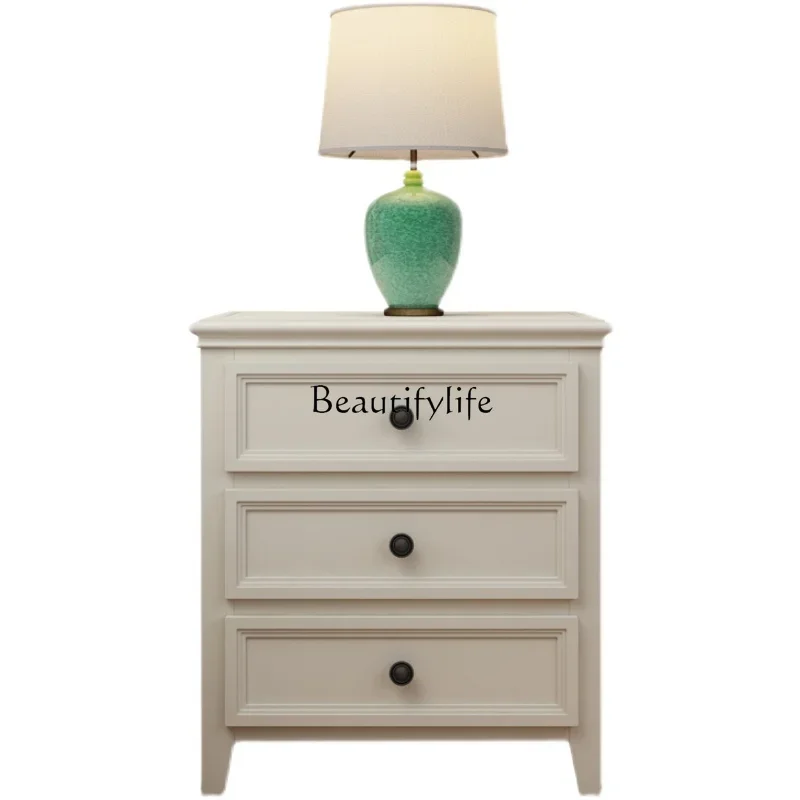 

LAmerican solid wood bedside cabinet simple drawer storage locker