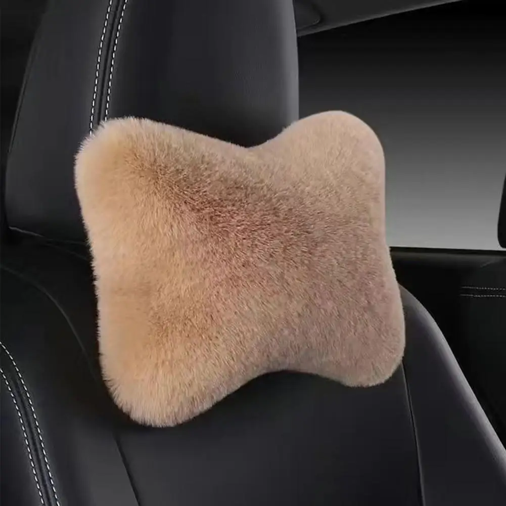 Winter Car Seat Neck Rest Pillow Plush Car Headrest Plush Cushion Warmth And Comfort Universal Lumbar Pillow Support Accessories