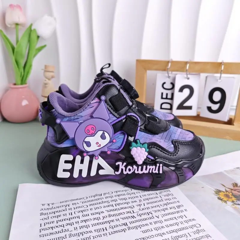 

Anime Girls Kuromi Casual Shoes Sanrio Spring Autumn New Kawaii Cartoon Running Shoes Youth Fashion Soft Soled Sports Shoes